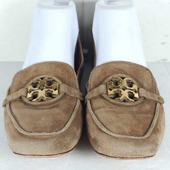 TORY BURCH Women's Metal Miller US8M Taupe Suede Medallion Logo Loafer Flats - Picture 4 of 16